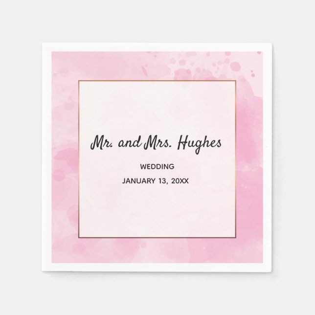 Serviette En Papier Aquarelle arrière - plan mariage romantique en ros (Devant)