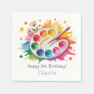Serviette En Papier Aquarelle Art Palette Âge Anniversaire
