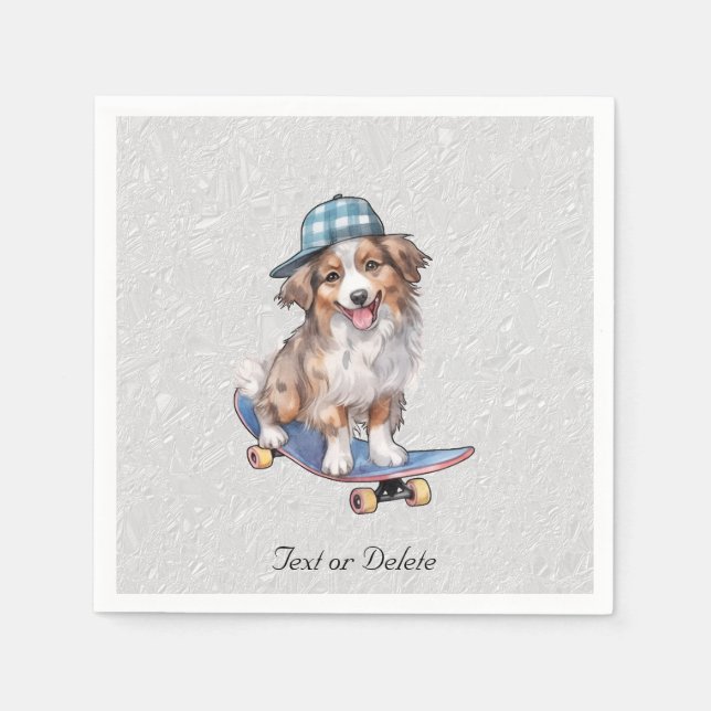 Serviette En Papier Aquarelle Australian Shepherd Naples (Devant)