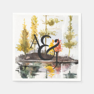 Serviette En Papier Aquarelle Automnale Rustique Pins Personnalisés