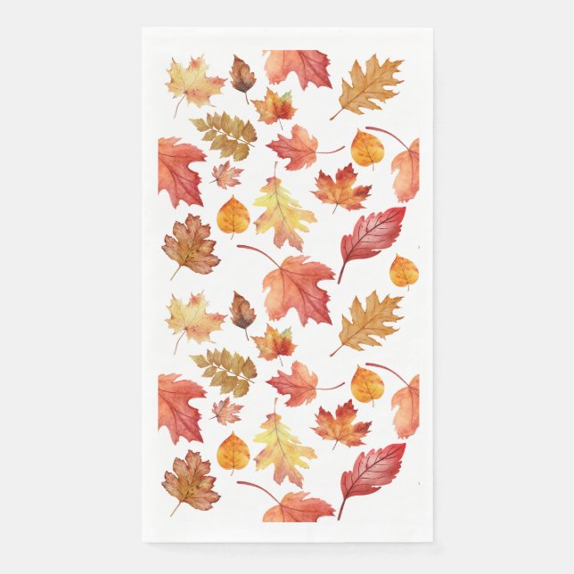 Serviette En Papier Aquarelle Automne Feuilles Automne Motif sans join (Devant)