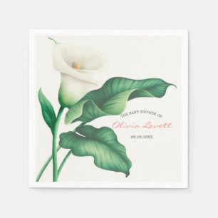 Serviette En Papier Aquarelle Baby shower blanc Lilly