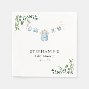 Serviette En Papier Aquarelle Baby shower bleu