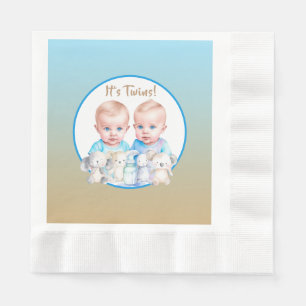 Serviette En Papier Aquarelle Baby shower du garçon Twin Animaux