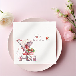 Serviette En Papier Aquarelle baby shower fraise