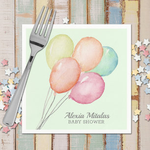 Serviette En Papier Aquarelle Ballotte Baby shower Unisex Mint