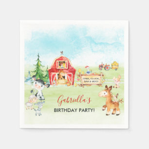 Serviette En Papier Aquarelle Barnyard et animaux de ferme Anniversair