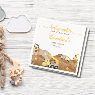 Serviette En Papier Aquarelle bébé en construction baby shower
