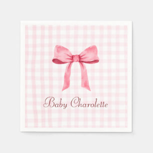 Serviette En Papier Aquarelle Belle Classique En vichy Rose Bow Girl