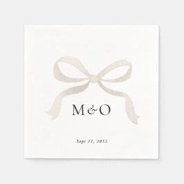 Serviette En Papier Aquarelle blanche ivoire moderne Mariage Monogramm