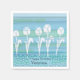 Serviette En Papier Aquarelle Bleu Anniversaire Enfants Tulip Papier N