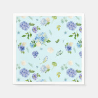 Aquarelle Bleu Hydrangée et Rose motif floral