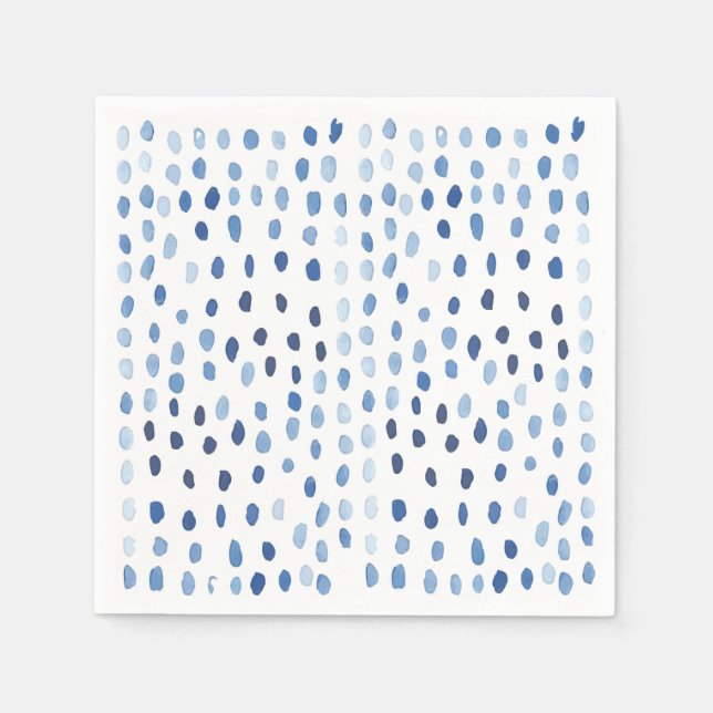 Serviette En Papier Aquarelle bleu Indigo petite motif pois (Devant)