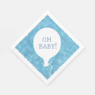 Serviette En Papier Aquarelle bleue Baby shower texte personnalisé Oh