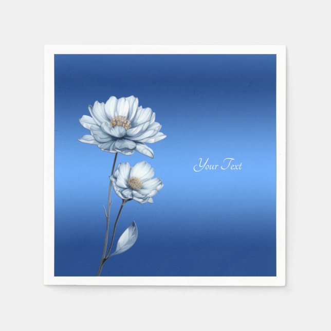 Serviette En Papier Aquarelle bleue Fleurs serviettes (Devant)