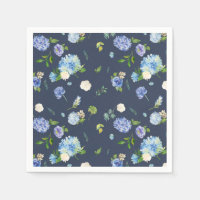 Aquarelle bleue Hydrangea et Rose motif floral