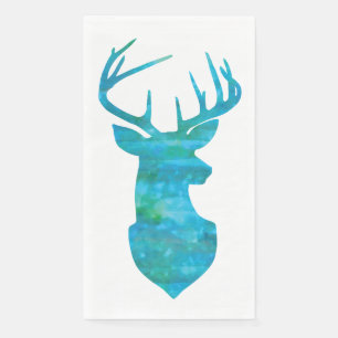 Serviette En Papier Aquarelle Blue Green Deer