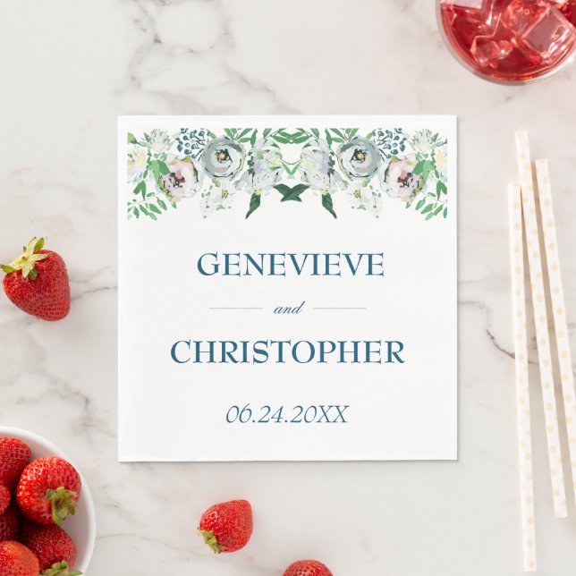 Serviette En Papier Aquarelle Boho Floral Mariage géométrique (En situation)