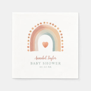 Serviette En Papier Aquarelle Boho Rainbow Baby shower