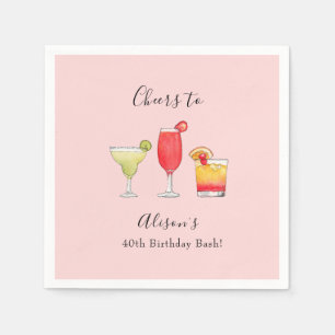 Serviette En Papier Aquarelle Boissons mélangées Anniversaire Fête 