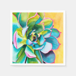 Serviette En Papier Aquarelle botanique succulent