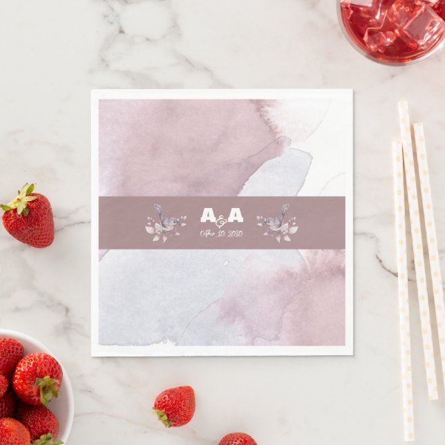 Serviette En Papier Aquarelle Bourgogne Dusty (En situation)