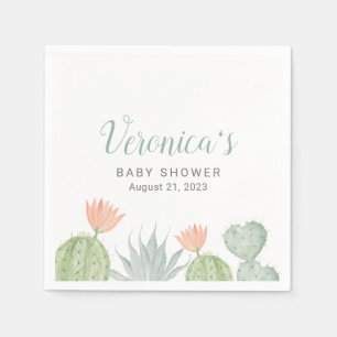 Serviette En Papier Aquarelle Cactus Napkin Baby shower Cactus