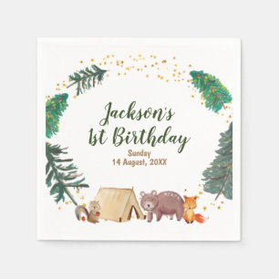 Serviette En Papier Aquarelle camper 1er anniversaire Papier serviette