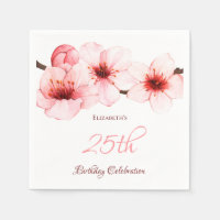Aquarelle Cerisier Fleur Rose Blanc Anniversaire