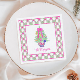 Serviette En Papier Aquarelle Chaud rose Bois Ginger Jar Arbre de Noël