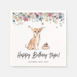 Serviette En Papier Aquarelle Chihuahua Chien fête d'anniversaire Merc