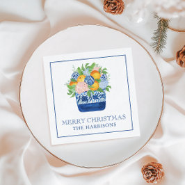 Serviette En Papier Aquarelle Chinoiserie Mandarins Noël