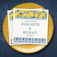 Aquarelle Citron bleu italien Carrelage Mariage