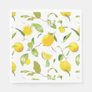 Serviette En Papier Aquarelle Citron & Feuilles 2