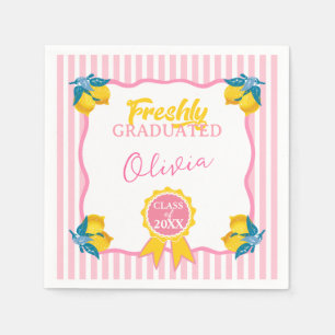 Serviette En Papier Aquarelle Citron Fraîchement Diplômé Fête Promotio