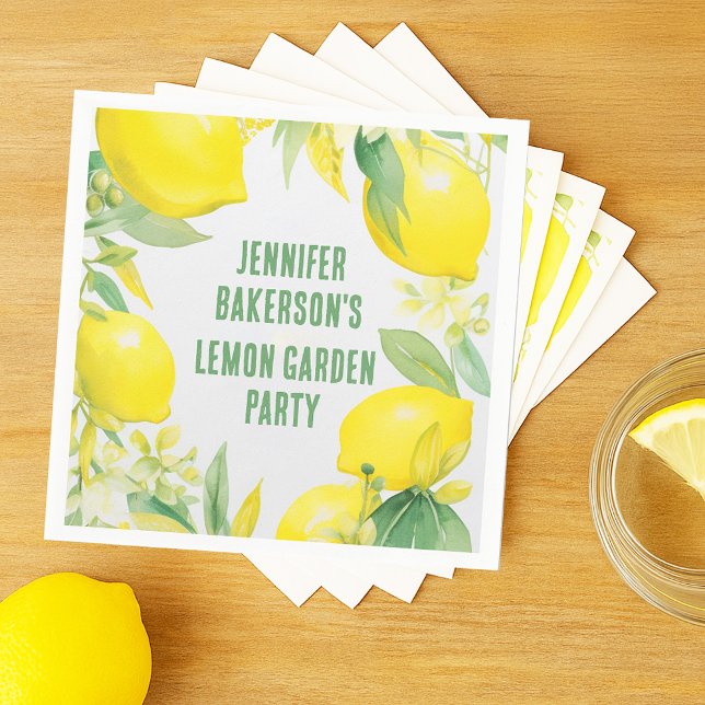 Serviette En Papier Aquarelle Citron Motif fête d'anniversaire (Watercolor Lemon Pattern Birthday Party Napkins
)