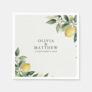 Serviette En Papier Aquarelle Citron Vert Botanique Mariage