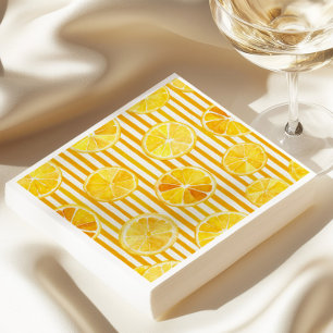 Serviette En Papier Aquarelle Citrons et rayures