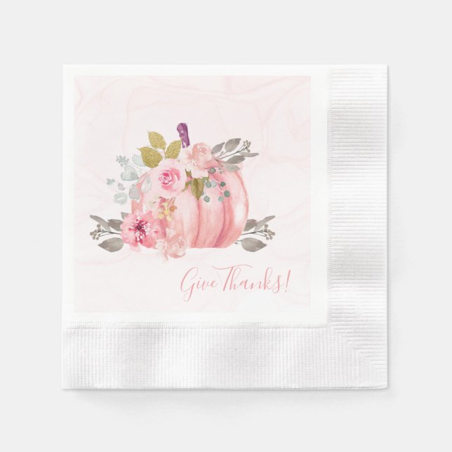 Serviette En Papier Aquarelle Citrouille Peony Convivial (Devant)