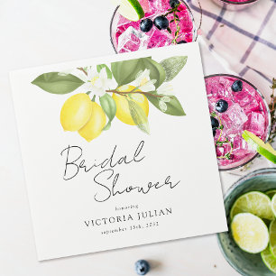 Serviette En Papier Aquarelle Citrus Lemons Fête des mariées