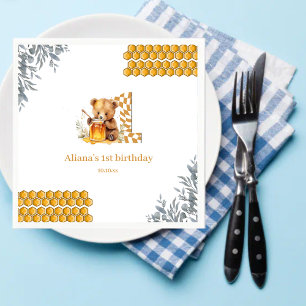 Serviette En Papier Aquarelle classique Ours Miel Premier anniversaire