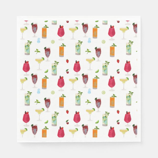 Serviette En Papier Aquarelle Cocktails & Boissons de fête (Devant)