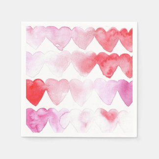 Serviette En Papier Aquarelle Coeurs serviettes