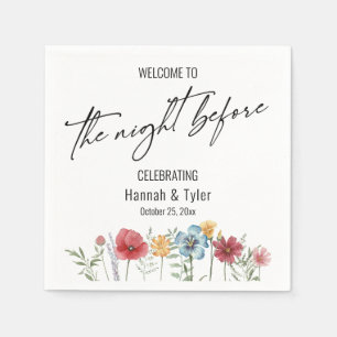 Serviette En Papier Aquarelle colorée Fleur sauvage la nuit avant