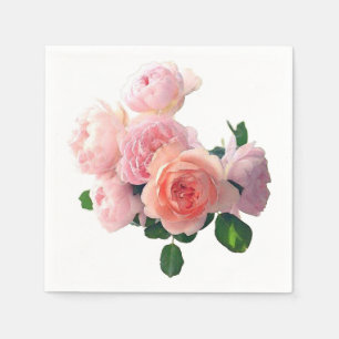 Serviette En Papier Aquarelle colorée Roses roses rose Modèle Élégant
