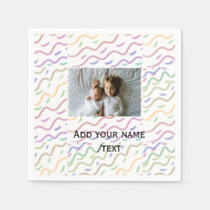 Serviette En Papier Aquarelle colorée spirale motif ajouter nom photo