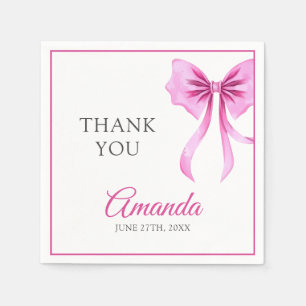 Serviette En Papier Aquarelle Coquette Rose Bow Sweet 16 Anniversaire