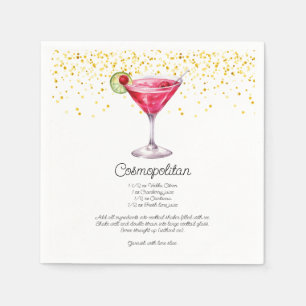 Serviette En Papier Aquarelle Cosmopolite Custom Cocktail Recette