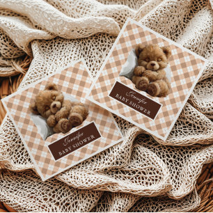 Serviette En Papier Aquarelle Cosy Brown Teddy Bear Baby shower