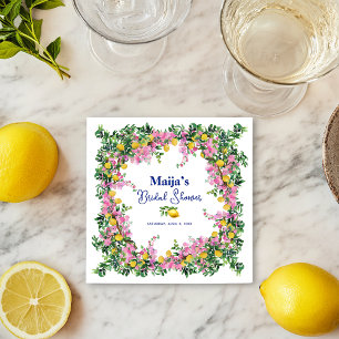 Serviette En Papier Aquarelle Côte d'Amalfi Citrons Roses Enterrement